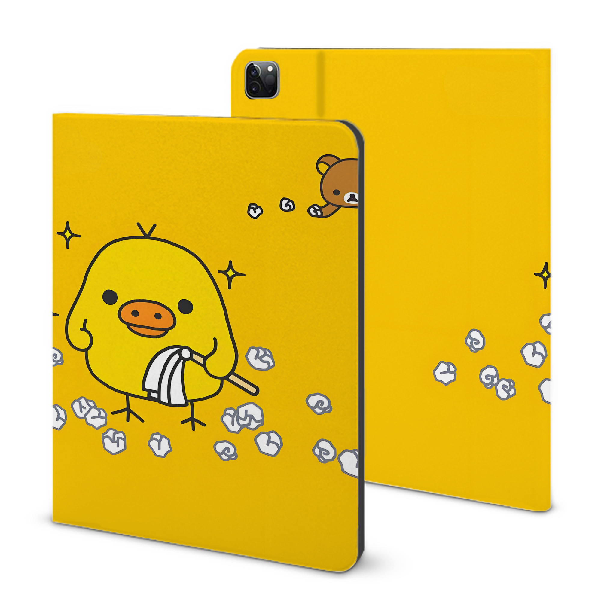 （画像用） リラックマ リラックマ キイロイトリ Rilakkuma Korilakkuma Kiiroitori IPad ケース ブック型 PUレザー TPU 耐衝撃 軽量 薄型 ペン収納なし 全面保護 IPad 各モデル対応